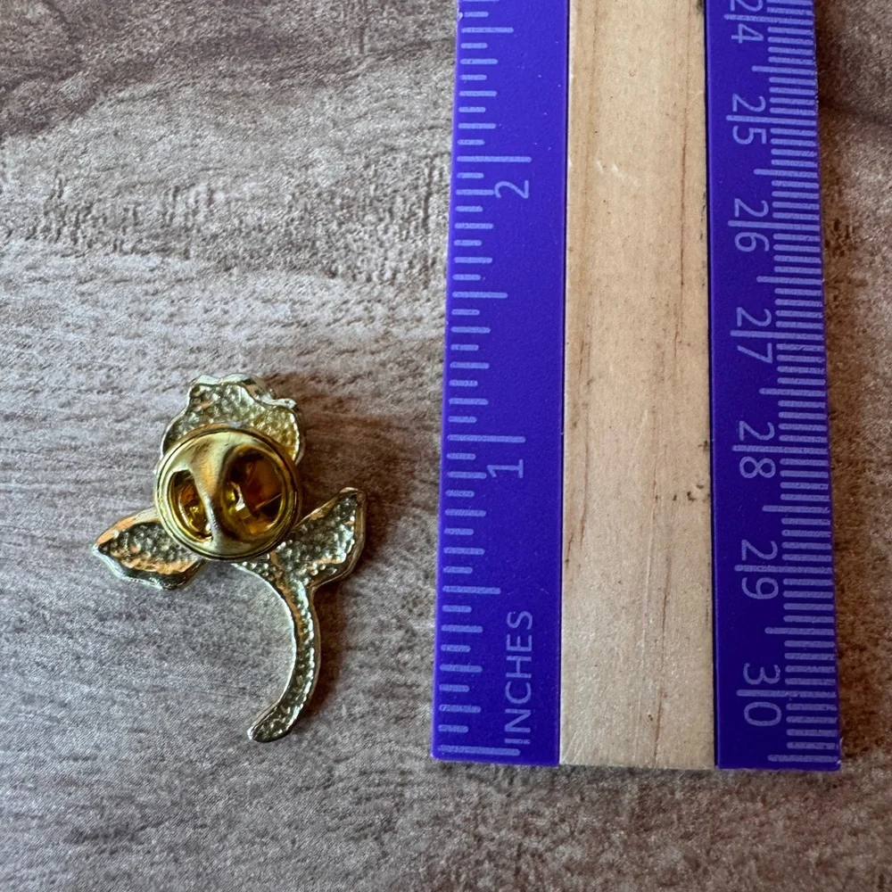 Single Stem Rose Multi Tone 1 3/8” Tall Lapel Pin